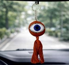 Handmade Evil Eye Tassel Charm Keychain